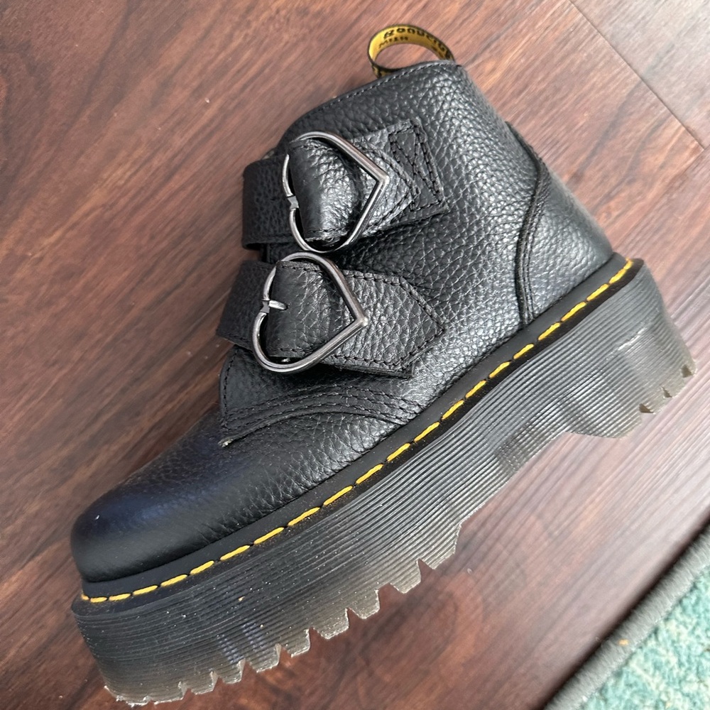 Dr. Martens Black Leather Boots with Heart Buckles - Picture 2 of 5